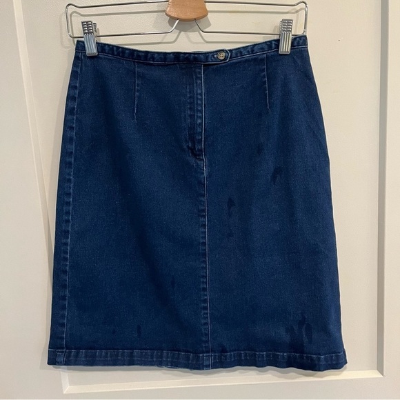 Talbots Blue Denim Stretch Mini Pencil Skirt Size 8 - Picture 1 of 9
